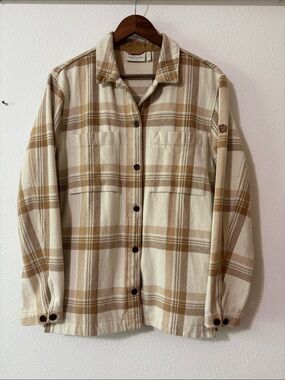 FJallRaven Plaid Shirt Jacket in Cream & Tan
